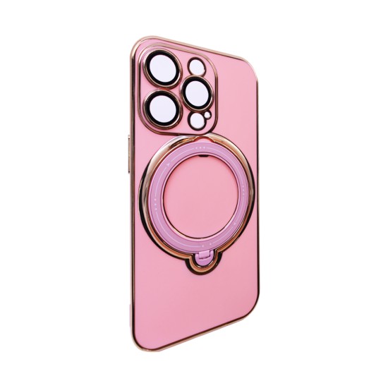 Hard Silicone Case with Camera Shield and Support Ring for Apple iPhone 15 Pro Max Pink Hard Silicone Case with Camera Shield and Support Ring for Apple iPhone 15 Pro Max Pink